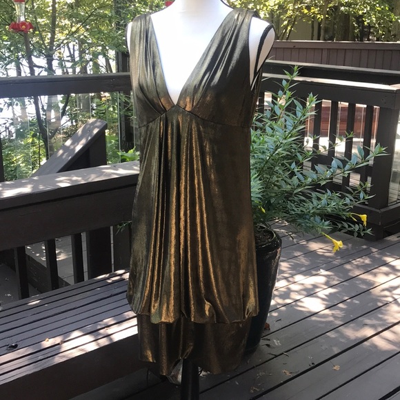 ⚜️ ABS -Allen Schwartz. SEXY HOT Gold lamé DRAPED & simply STUNNING !⚜️ - Picture 12 of 15